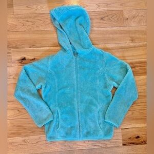 Teal Full Zip Hoodie Jacket Girls Size Large 10/12 Pockets Fall Soft Fluffy